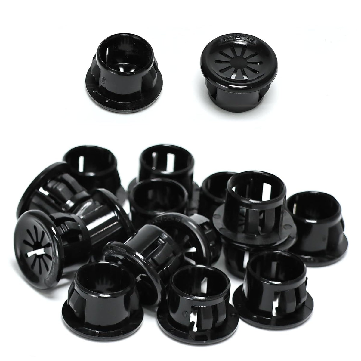 50 Pcs Cable Grommet, Snap Bushing 1/2" (13 mm) Mounting Diameter, Flexible Petal-Shaped Buckle Round Nylon Desk Grommet for Wires Through Countertop Cord Organizer and Protection, Black