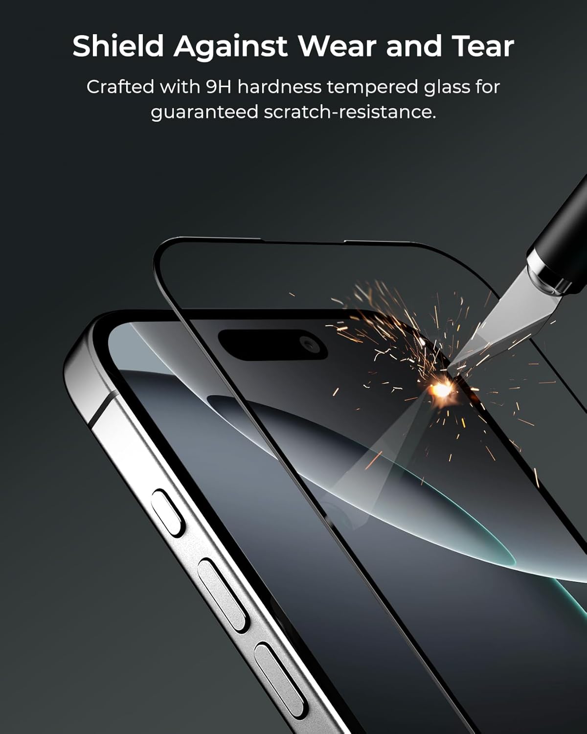 iOttie Terra iPhone 16 Pro Tempered Glass Screen Protector Military Grade 9H Hardness Shatterproof Scratch Resistant, Edge to Edge Protection Easy Bubble Free Install, 2 Pack