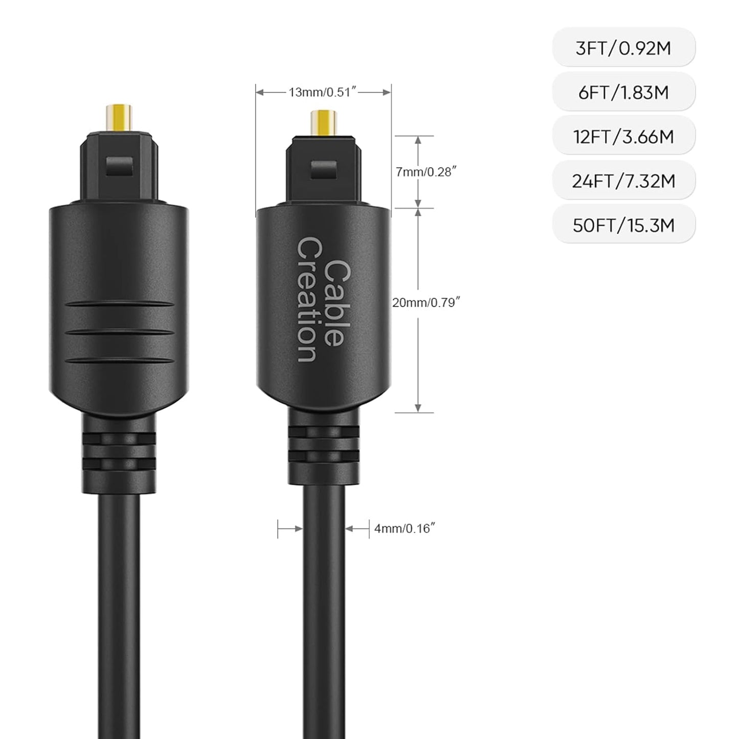 CableCreation Optical Audio Cable, [2-Pack] 3 Feet Fiber Optic Cable [S/PDIF] with Gold Plated for Home Theater, Sound Bar, TV, PS4, Xbox, VD/CD Player, Blu-ray Players, Game Console& More, 0.9M