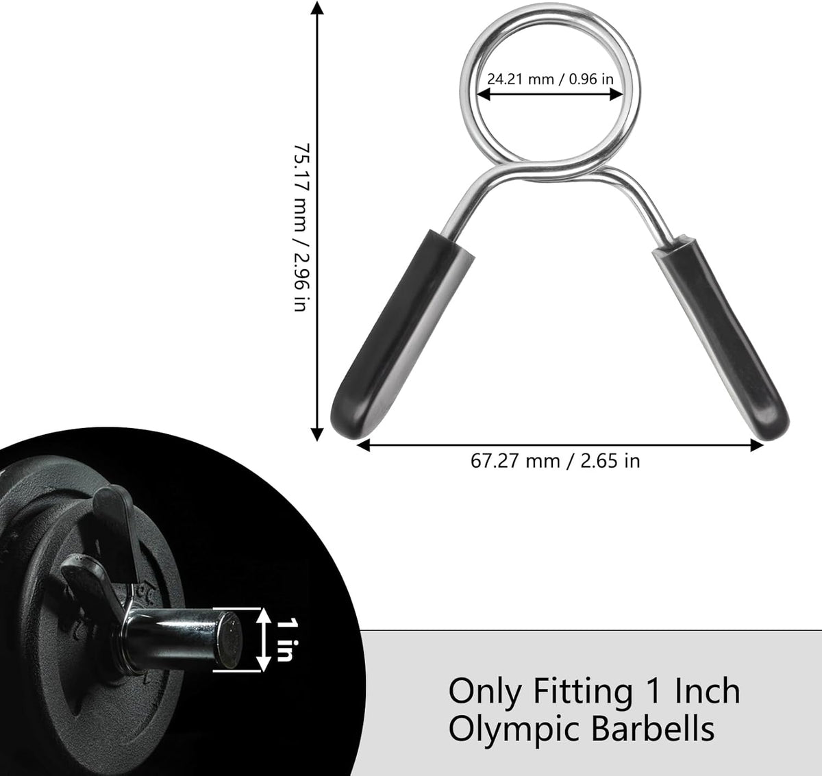 AccEncyc Spring Clip Collars 1 Inch Olympic Barbell Clamps Dumbbell Clips Weight Bar Clips for Weightlifting, Powerlifting, Strength Training