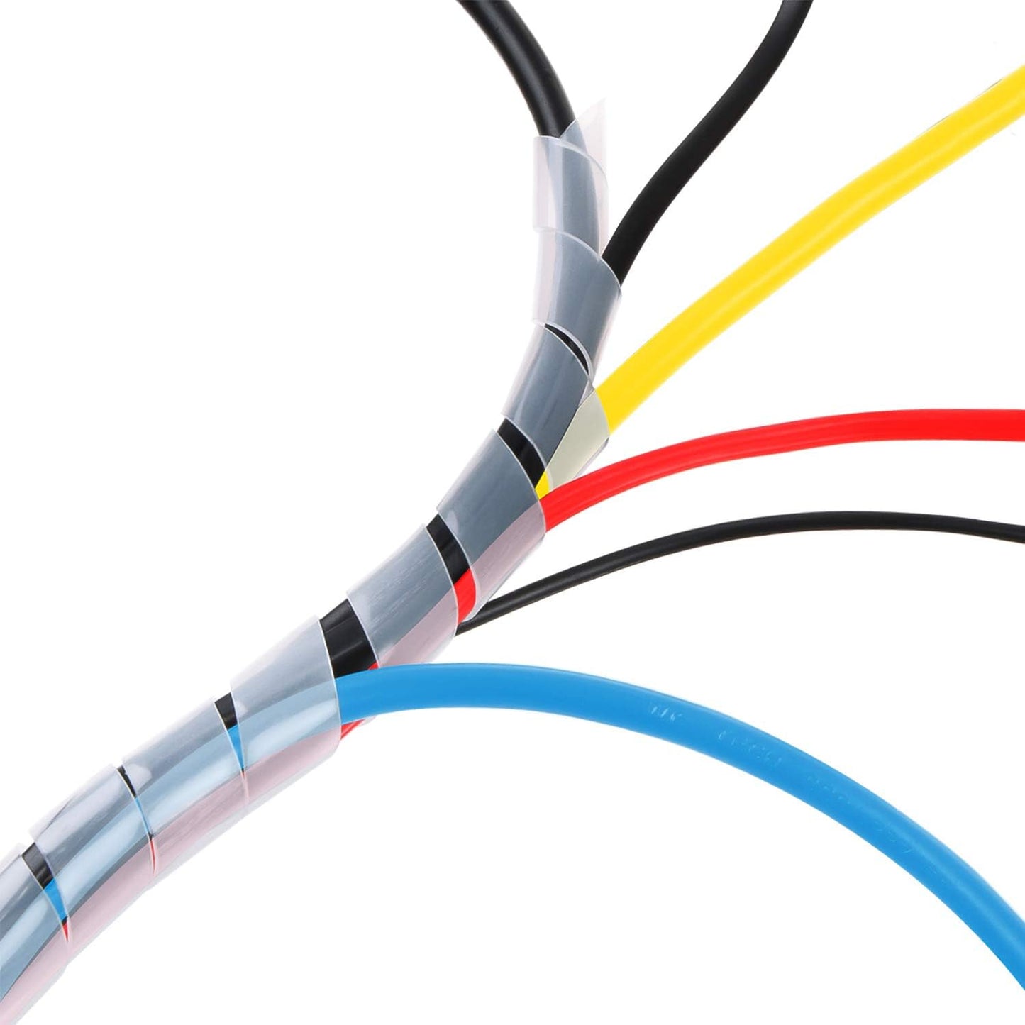 65FT XHF 4mm(Wrapping Range:1.5mm-10mm) Clear Spiral Cable Wrap Cord for Computer Electrical Wire Organizer Sleeve Hose RoHS