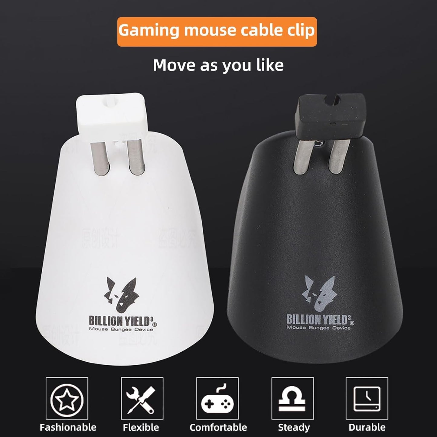 Gaming Mouse Bungee, Mouse Cord Holder and Cable Management Device (Primium Version 360g, Black)