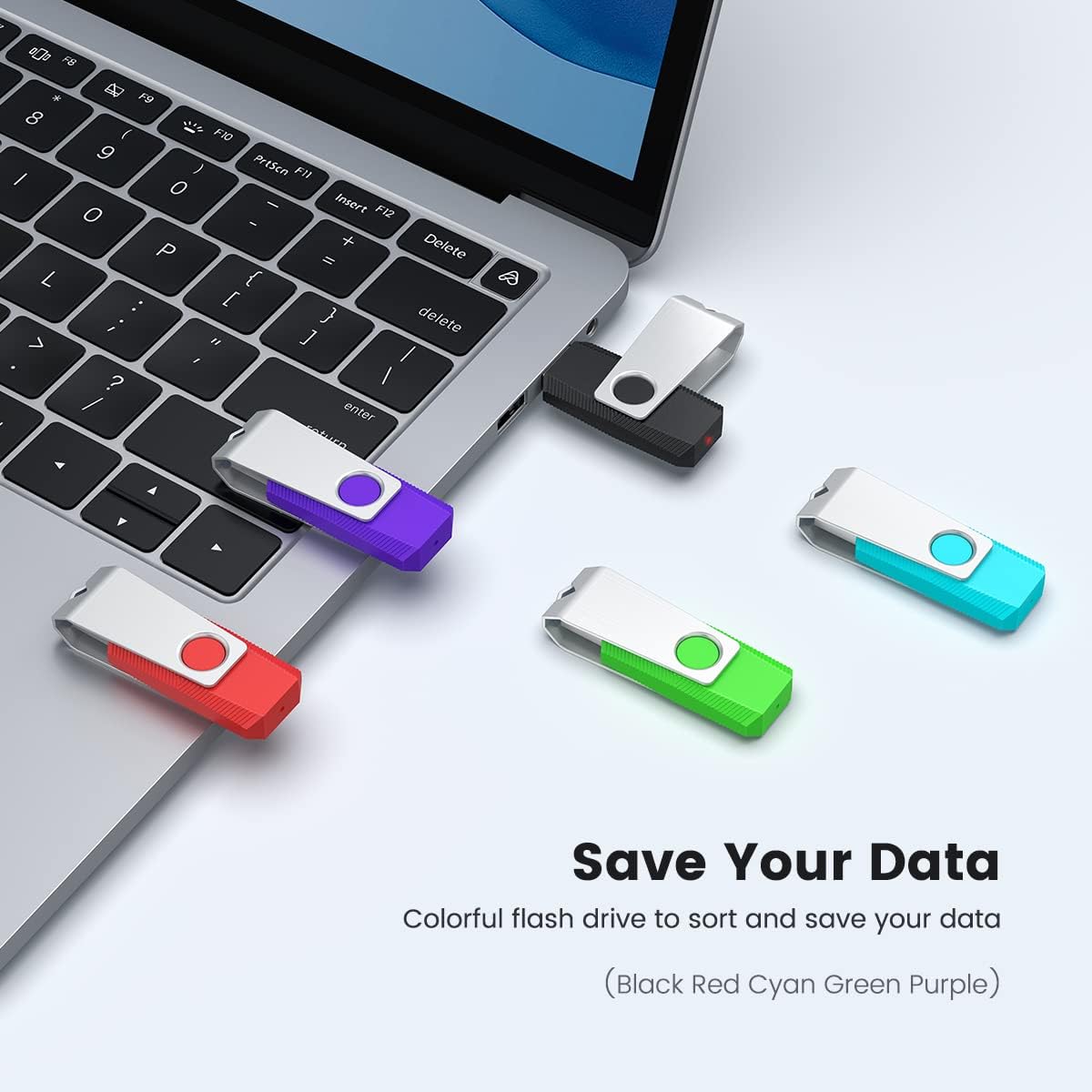 Aiibe 32GB Flash Drive 3.0 5 Pack USB 3.0 Flash Drive 32 GB Thumb Drive Swivel USB Memory Stick USB Drives 3.0 (32G, 5 Mixed Colors: Black Red Cyan Green Purple)