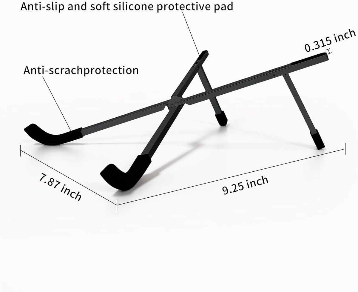 Protable Laptop Stand for Desk,Foldable Laptop Riser Holder,Ventilated Cooling Notebook Mount Computer Stand for 10-15.6” Laptops,Tablets，Aluminum (Black)