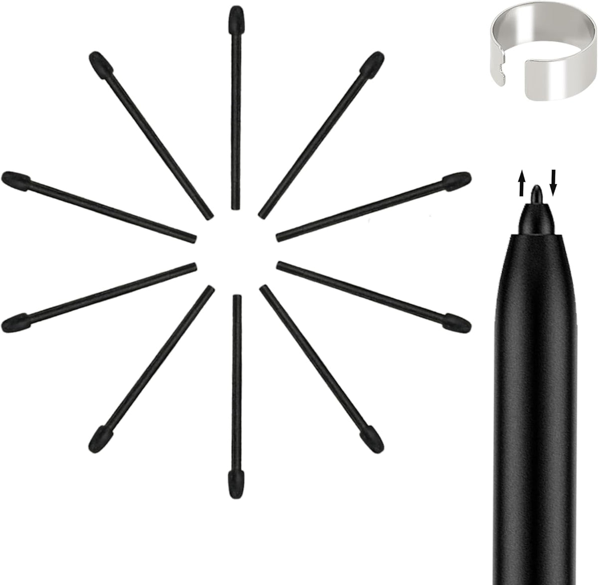 Marker Pen Tips for Remarkable 2 Pen nips 10 Pcs with Removal Tool, Durable Stylus Pen Replacement Nibs Marker Pen fit Samsung, Boox PenNote Air2 Plus