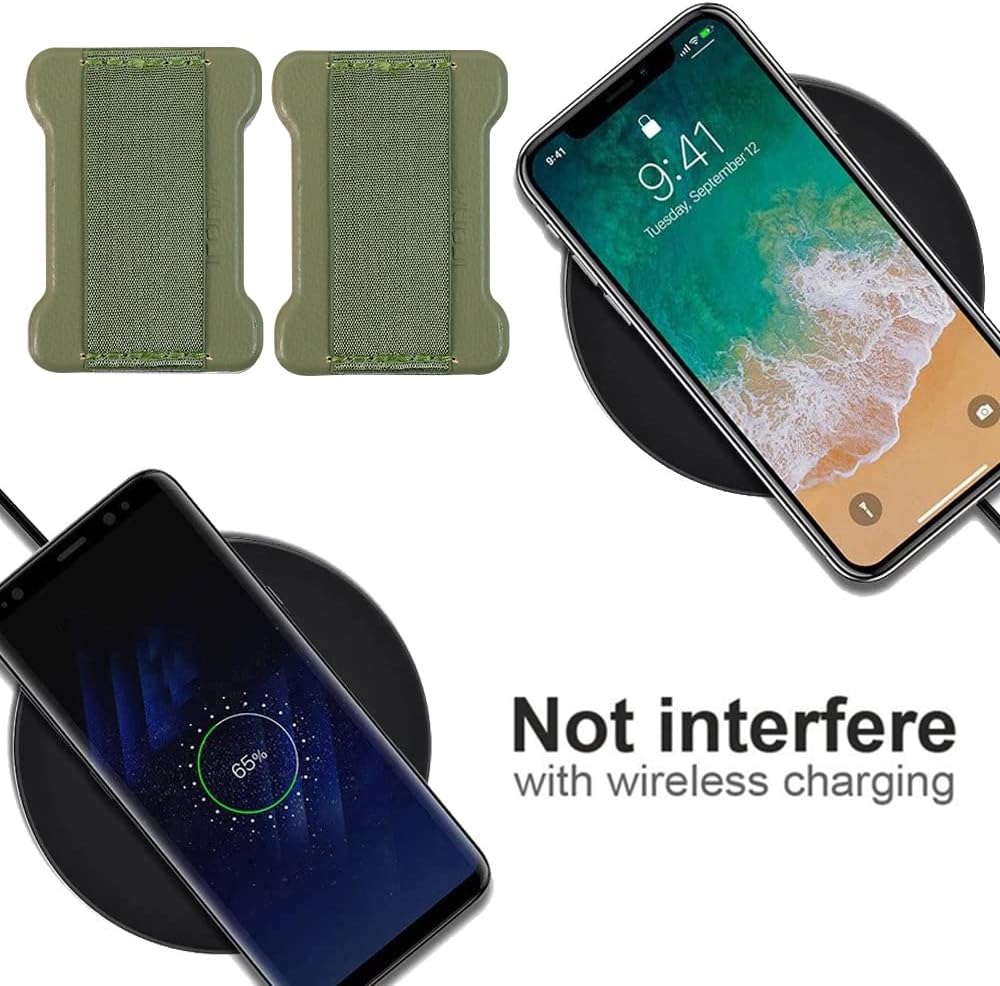 Universal Phone Grip for Smartphones - Phone Holder for Hand for Back of Phone - Wireless Charging Compatible (Green) - 2Pack