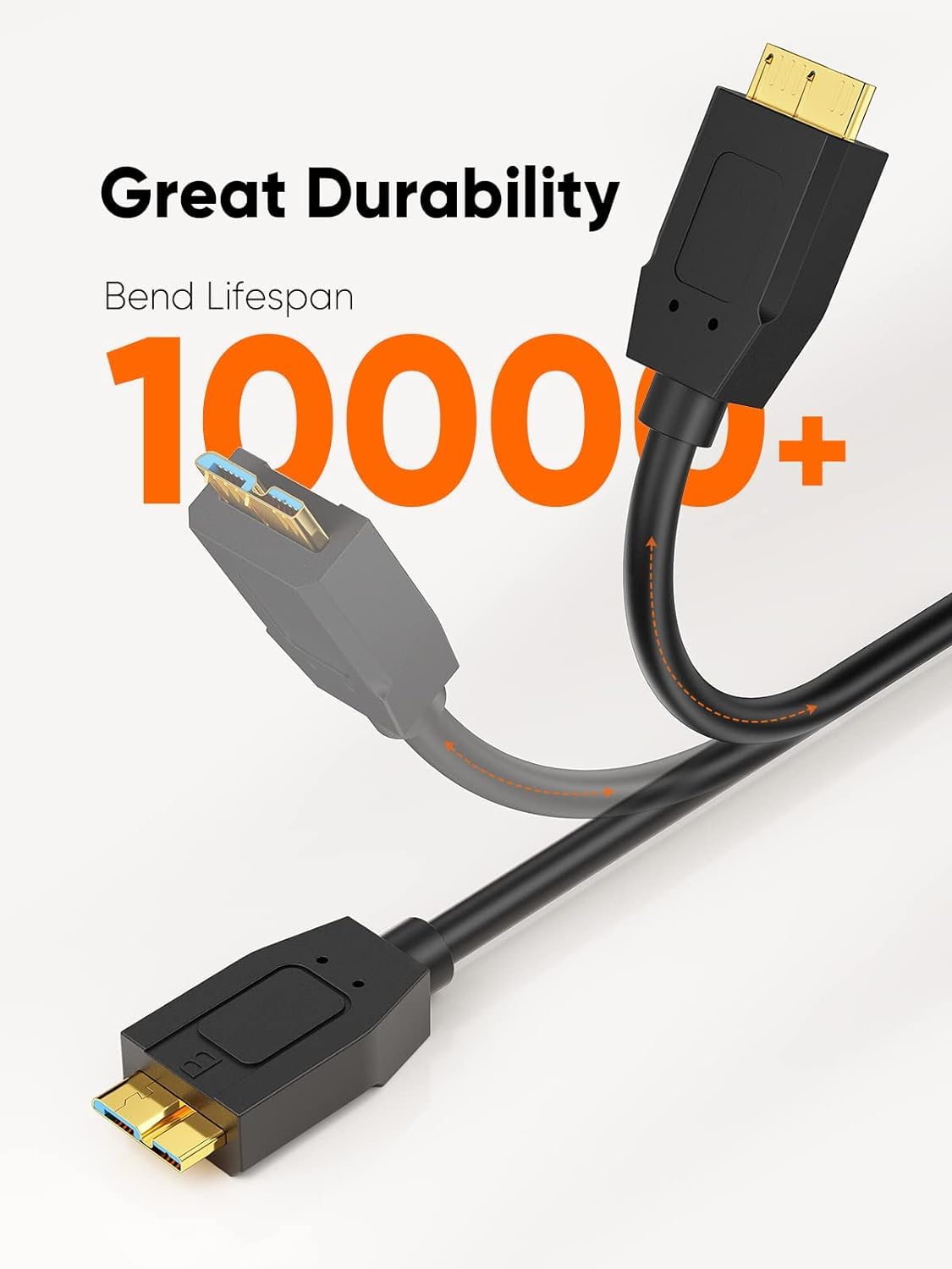 CableCreation 4FT*2 USB C to Micro B Cable,10Gbps Speed External Hard Drive Braided,USB 3.1 Type C to Micro B Work for iPhone 15/16,Seagate WD Westgate My Passport,MacBook Pro, iPad/Tablet,Black