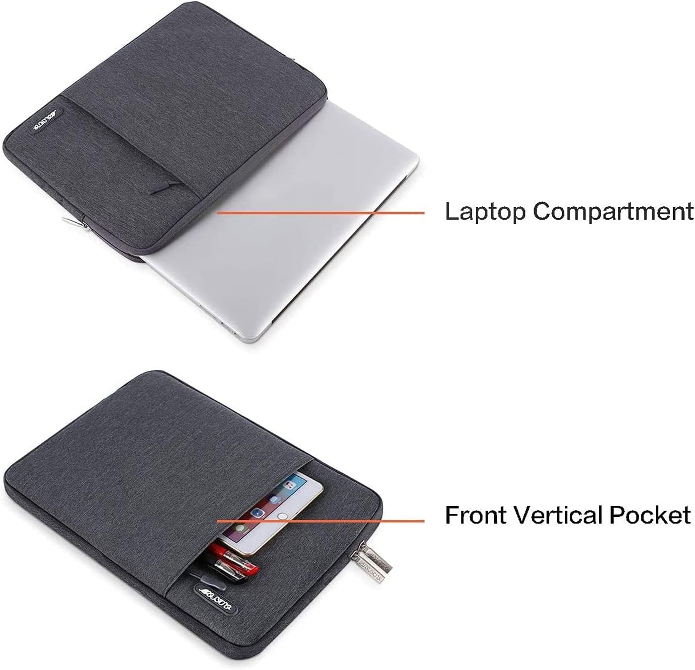 MOSISO Laptop Case 14 inch, 14 inch Laptop Sleeve Compatible with HP Lenovo Dell ASUS Acer, HP Stream, Dell Latitude, Lenovo IdeaPad, Polyester Vertical Computer Sleeve Bag with Pocket, Space Gray