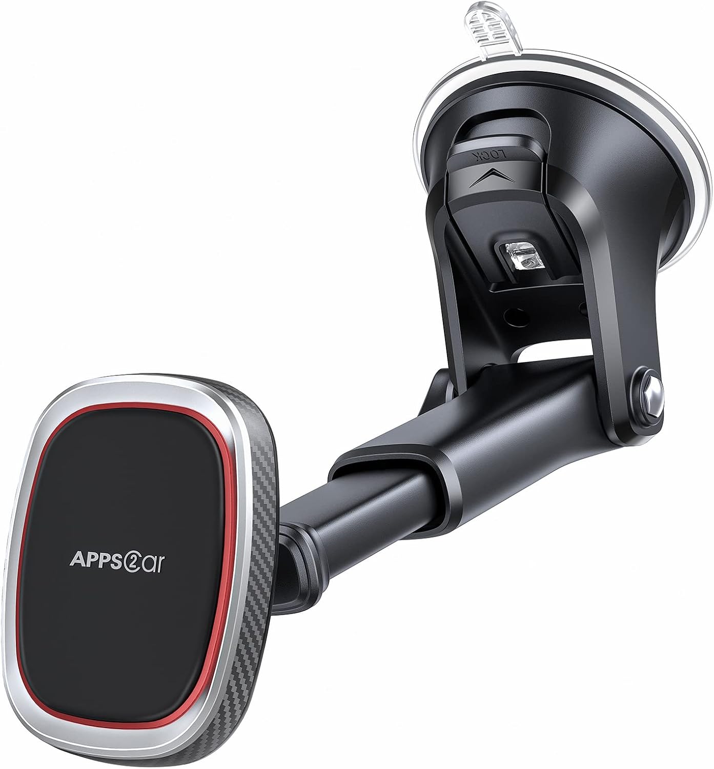 APPS2Car Magnetic Phone Mount, Dashboard Windshield Suction Cup Car Phone Holder Phone Mount with 6 Strong Magnets, Adjustable Telescopic Arm, Compatible with iPhone/Pro/Max/All Smart Phones