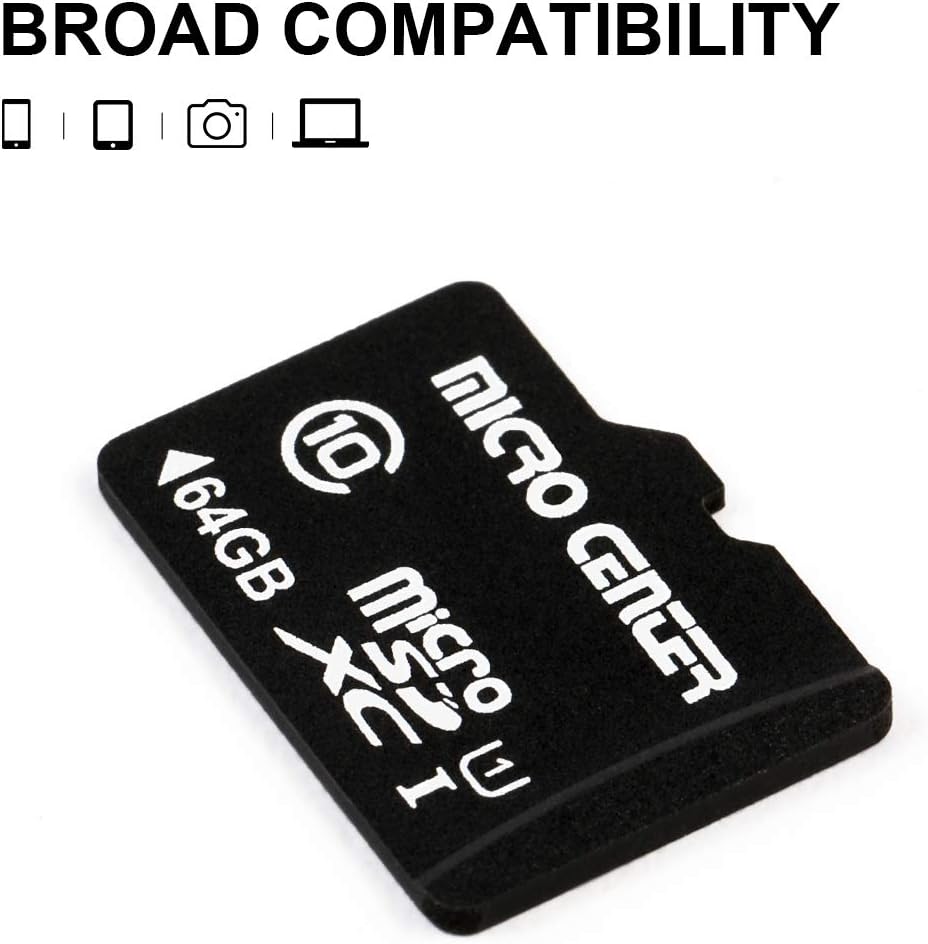 Micro Center 64GB Class 10 Micro SDXC Flash Memory Card 20 Pack with Adapter for Mobile Device Storage Phone, Tablet, Drone & Full HD Video Recording - 80MB/s UHS-I, C10, U1 (20 Pack)