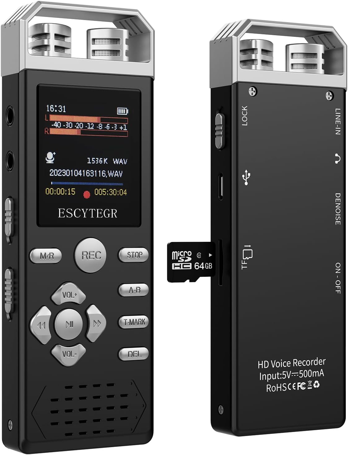 80GB Digital Voice Activated Recorder 1536KBPS Audio Voice Recorder with Playback Recording Device Dictaphone Sound Tape Recorder with Password Protection for Lectures,Meetings