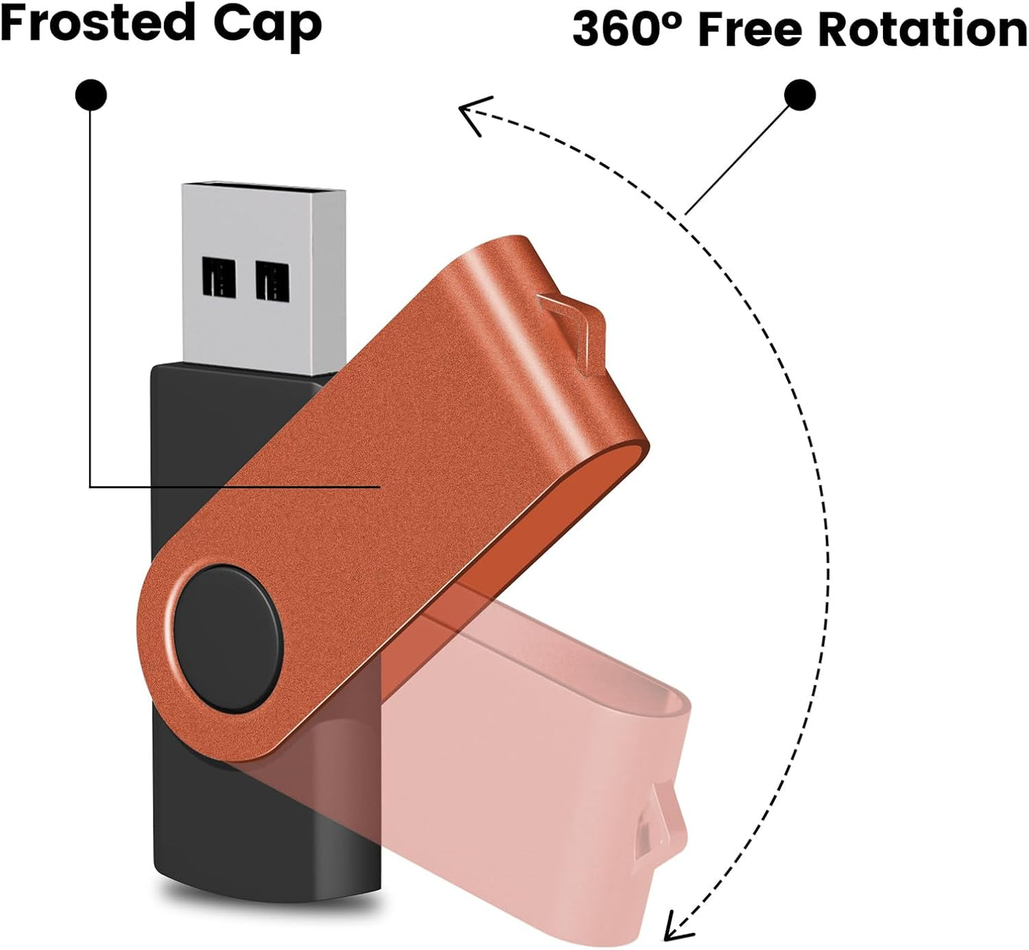 EASTBULL Flash Drives Bulk 8GB USB Thumb Drive 50 Pack USB 2.0 Memory Stick Swivel Pen Drive with Lanyard for Storage and Backup (8 GB 50 Colors)