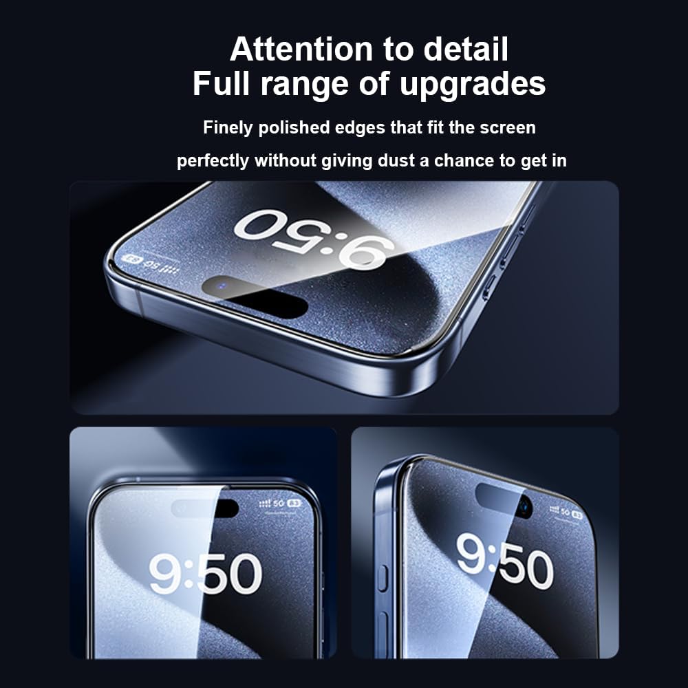 OneFish Screen Protector for Iphone 15 Plus, HD Clarity Tempered Glass Film 9H+ Hardness, with Hassle-Free Installation Frame, Dust-Free Bubble-Free Anti-Fingerprint, 2Pack