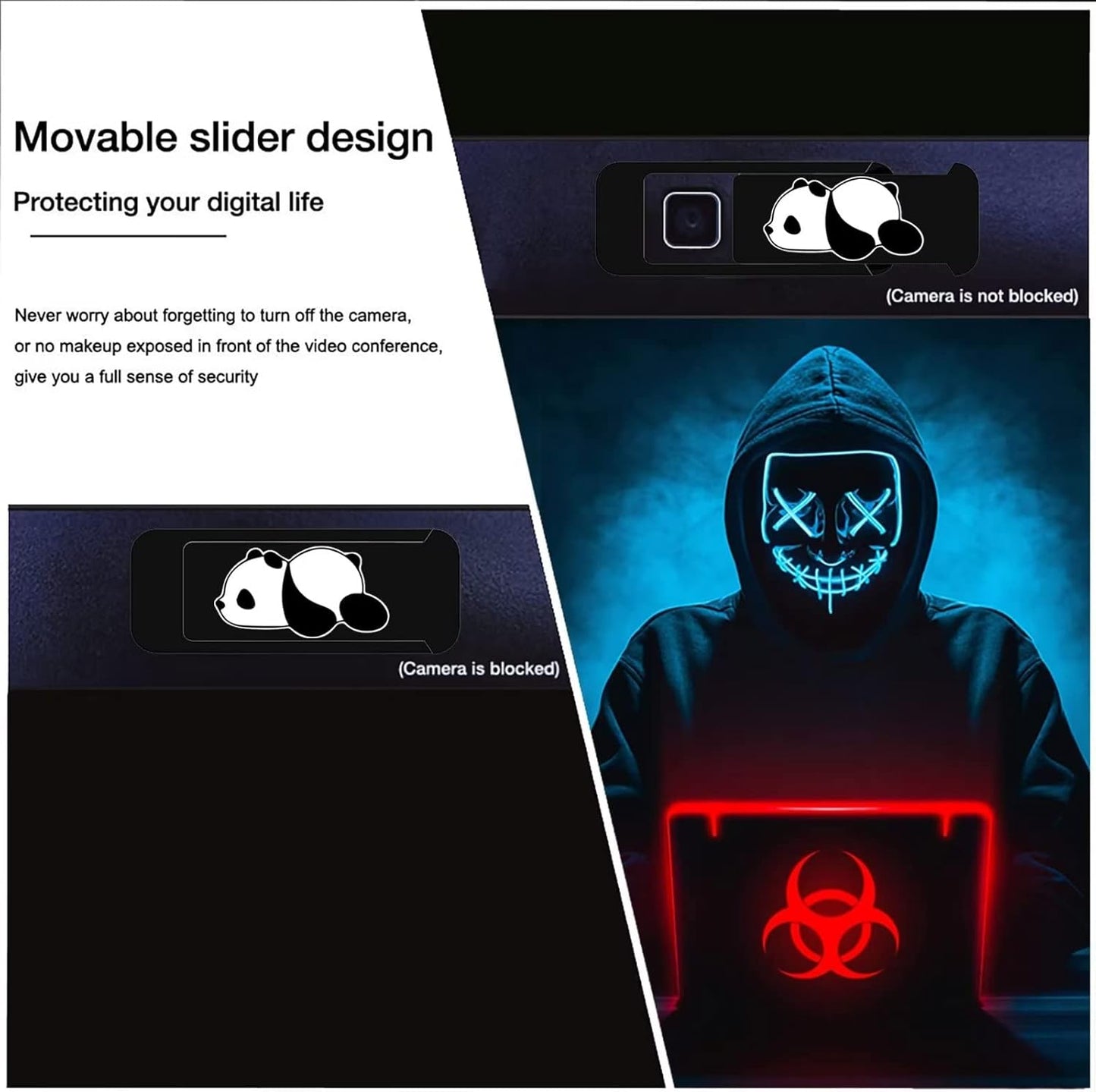 Laptop Camera Cover Slide,Webcam Cover Slide,Protecting Your Privacy Security & Shelter from Breath Lamp-Cute Pattern Design丨Fits Laptop & Desktop, PC-Ultrathin for iMac(Pnada)