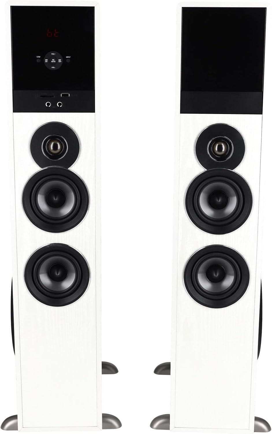 Rockville TM80W Powered Home Theater Tower Speaker System, White, 800W, 8" Subwoofers, Bluetooth, USB/SD Playback, FM Radio, Remote Control, Karaoke Ready, Perfect for Home Entertainment