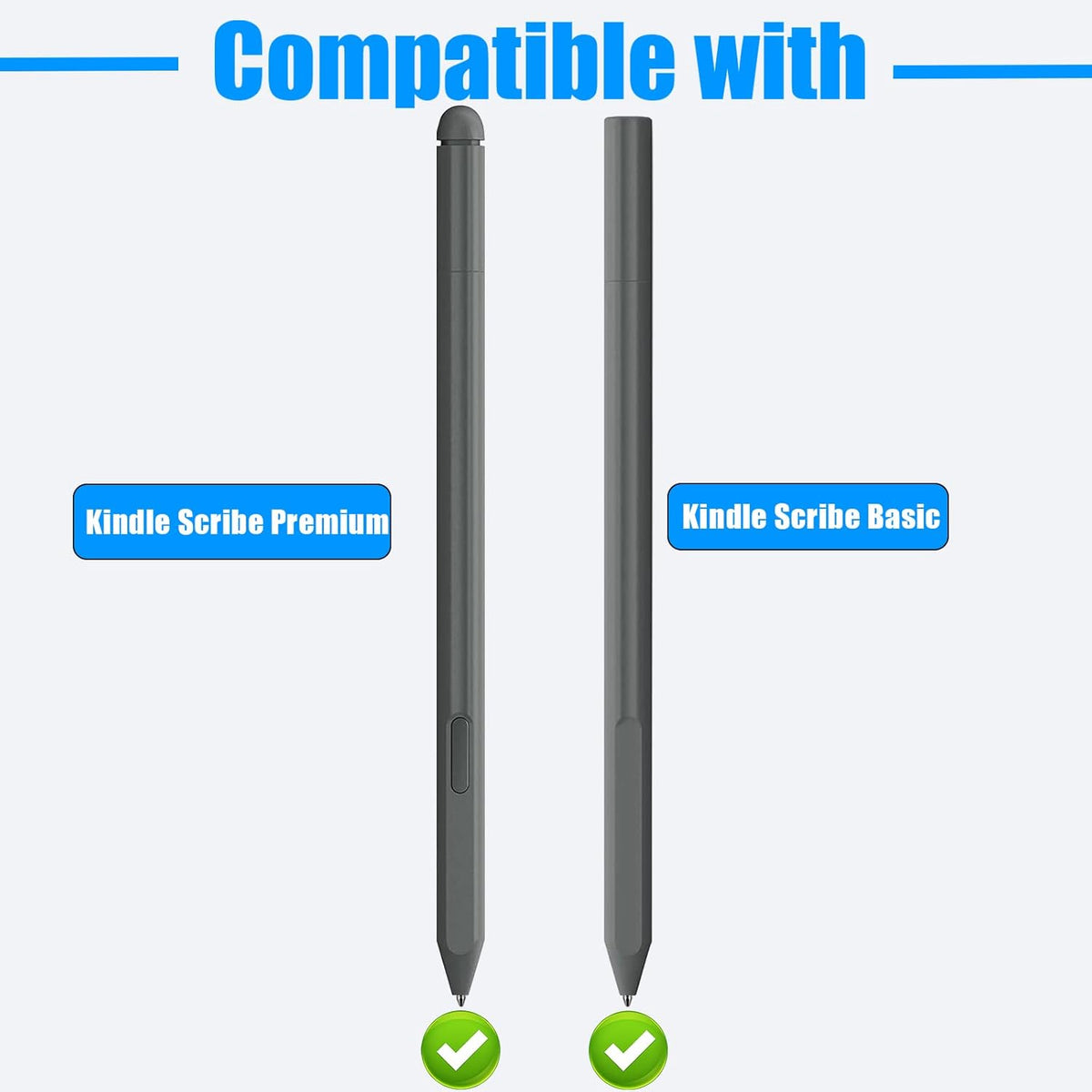 No Wore Out Titanium Alloy Replacement Fine Tips fit for Kindle Scribe Basic and Premium Pens Digital Pen, Smooth Ballpoint Note Taking Backup Nibs,2 Pcs,Gray