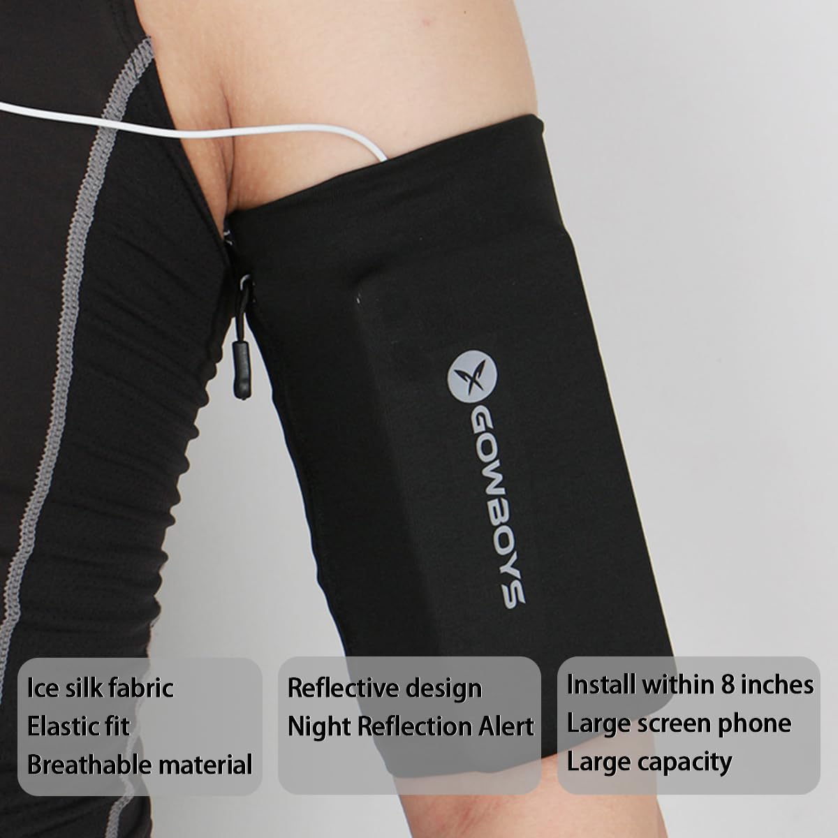 Running Phone Armband for Men Women,Universal Arm Bands for Phones Below 8 Inches,Waterproof Cell Phone Armband for Hiking,Running,Cycling,Climbing(Black S)