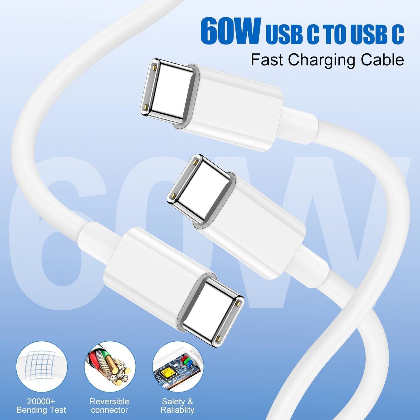iPhone 15 Pro Charger Fast Charging, 2Pack 20W PD USB C Wall Charger Type C Block with USB C to C Fast Charging Cable Cord Compatible with Apple iPhone 15/15 Pro/15 Pro Max/15 Plus, iPad Pro/Air/Mini