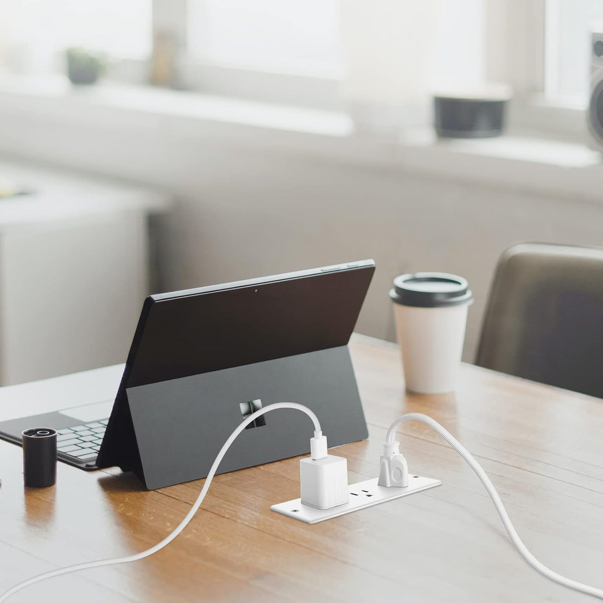Conference Recessed Power Strip Waterproof,Table Power Outlet,Furniture Flush Mount Desk Outlet Station,3 Outlets,IPX6 Waterproof,10FT Extension Cord Multiple Outlet (White)