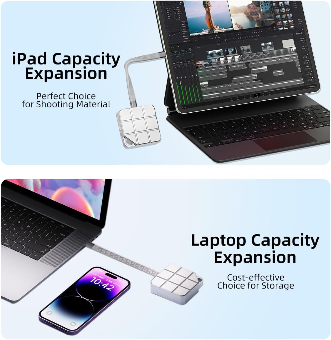 MAIWO 2TB Portable SSD External Solid State Drive, USB 3.2 GEN 2 Type-C Up to 1050MB/s, Mini PSSD for iPhone 15 Pro Max MacBook Pro PS5, Aluminum (Silver)