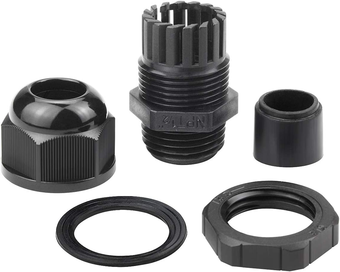 XHF 2 Pcs 1" IP68 Strain Relief Nylon Cord Grip Waterproof NPT Cable Glands Adjustable UL Listed and RoHS Compliant (Black)