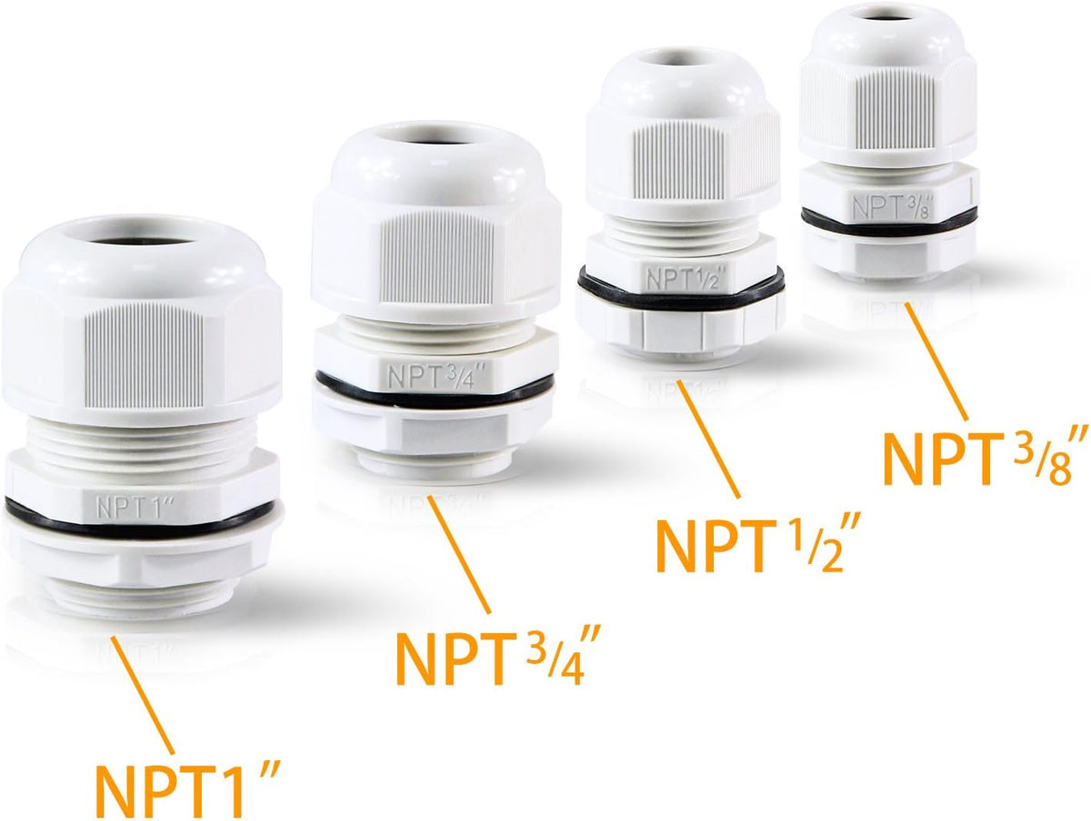 XHF 2 Pcs 3/4" IP68 Strain Relief Nylon Cord Grip Waterproof NPT Cable Glands Adjustable UL Listed and RoHS Compliant (Grey)