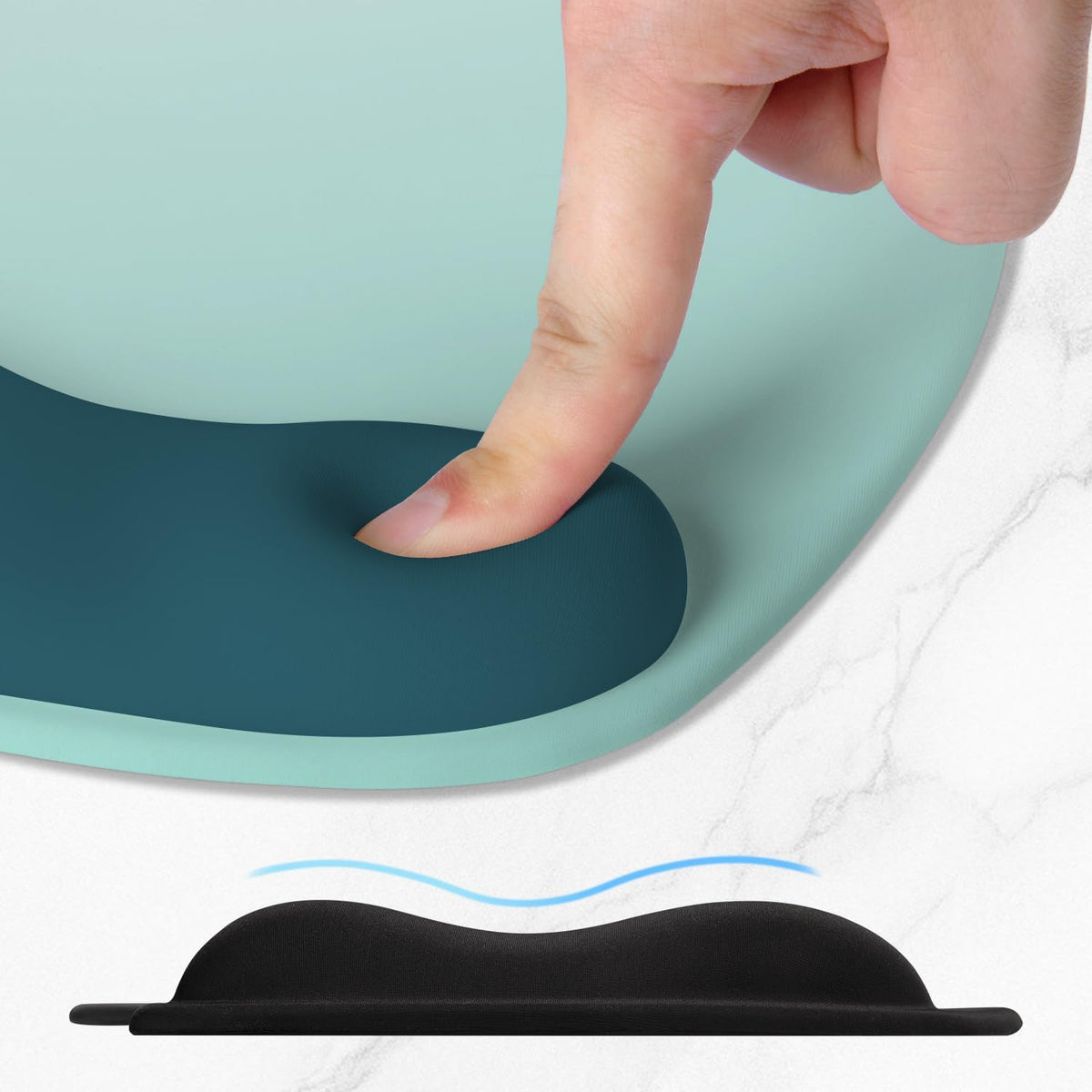 ITNRSIIET Ergonomic Mouse Pad, Cushioned Gel Wrist Rest, Non-Slip Base, Smooth Surface, Cute Multi-Color, 9.5 x 8.2 in, Light Green to White