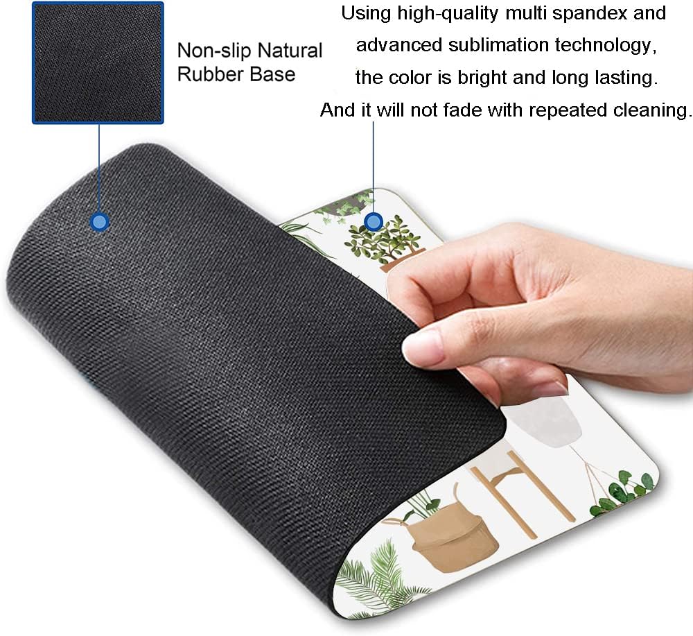 Hokafenle Mouse Pad, Square Personalized Computer Mouse Pads with House Plants Design, Washable Mouse Mat, Office Home Non-Slip Rubber Base Mousepad