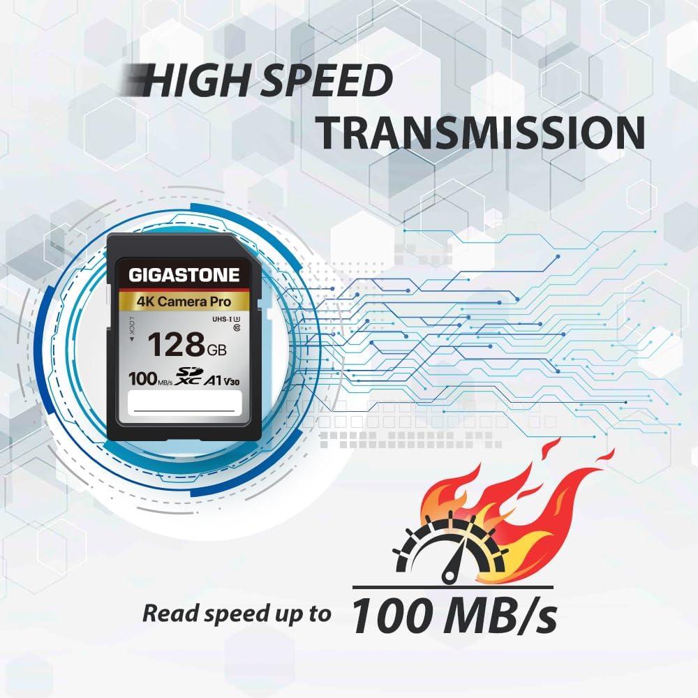 [5-Yrs Free Data Recovery] GIGASTONE 128GB SD Card 10-Pack, 4K Camera Pro, A1 V30 SDXC Memory Card 4K UHD Video Compatible with Canon Digital Camera, with 10 Mini Cases
