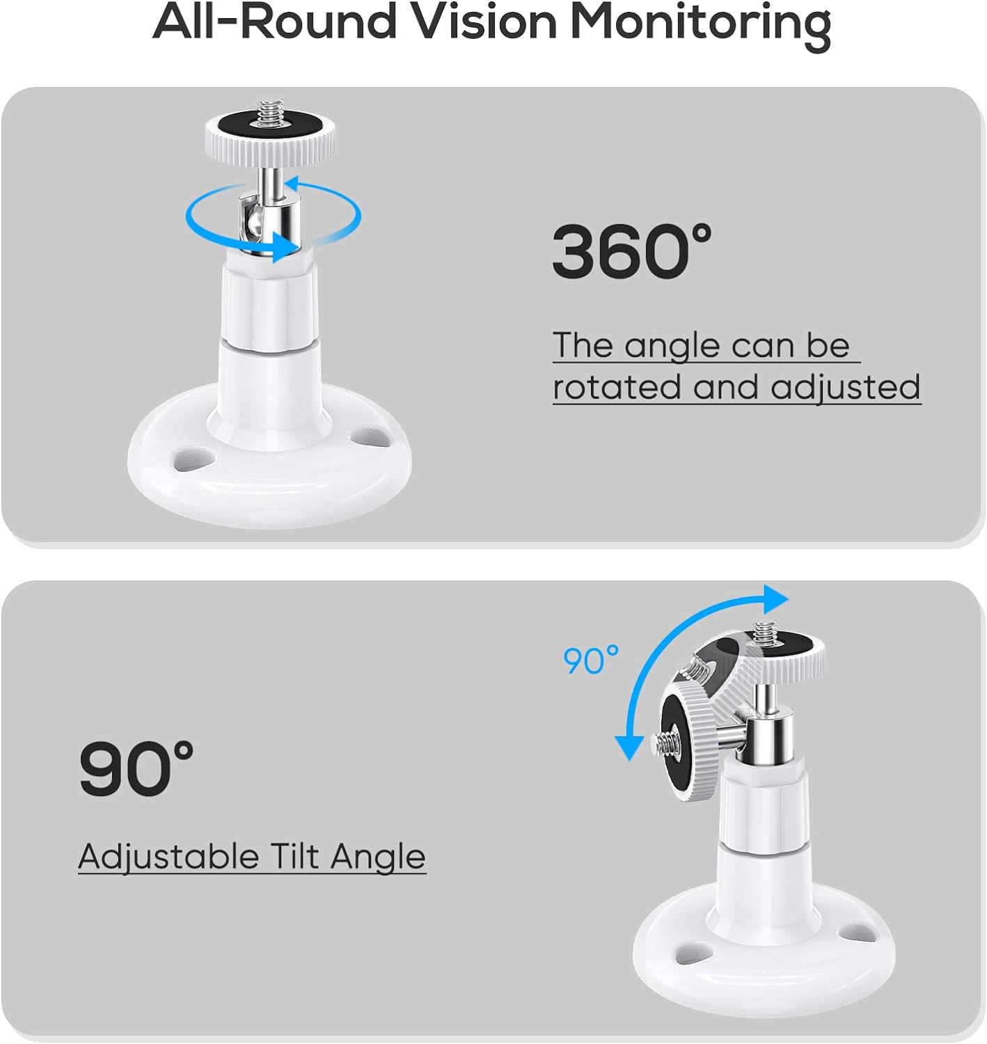FastSnail Wall Mount Compatible with Wyze Cam Pan V3 & Wyze Cam V4/V3 & Wyze Cam Outdoor/Indoor, 360 Degree Swivel Adjustable Bracket for Wyze Cam and Other Camera with Same Interface 2 Pack