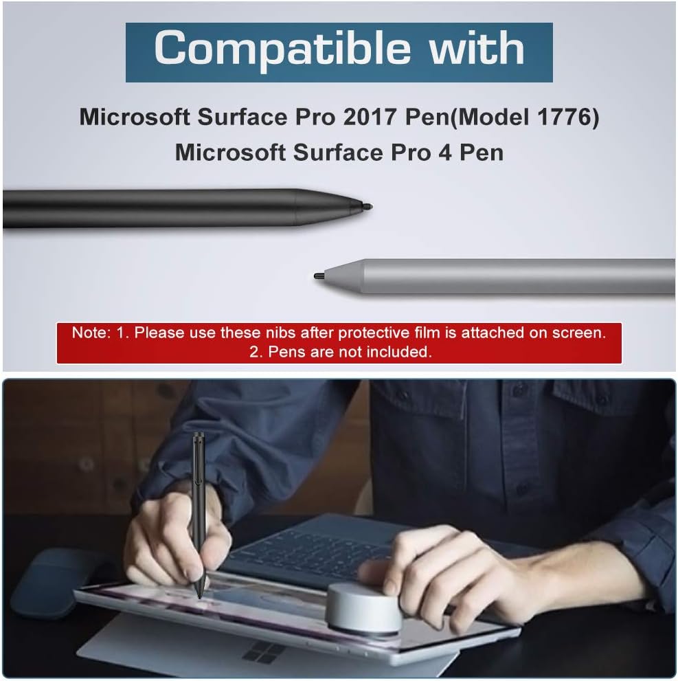 MoKo Pen Tips for Surface Pen Set of 4 (HB/HB/2H/H), Surface Pen Tip Replacement Kit Compatible with Surface Pro 2017 Pen (Model 1776)/Surface Pro 4 Pen, Original Pen Nibs Refill for Stylus Pen