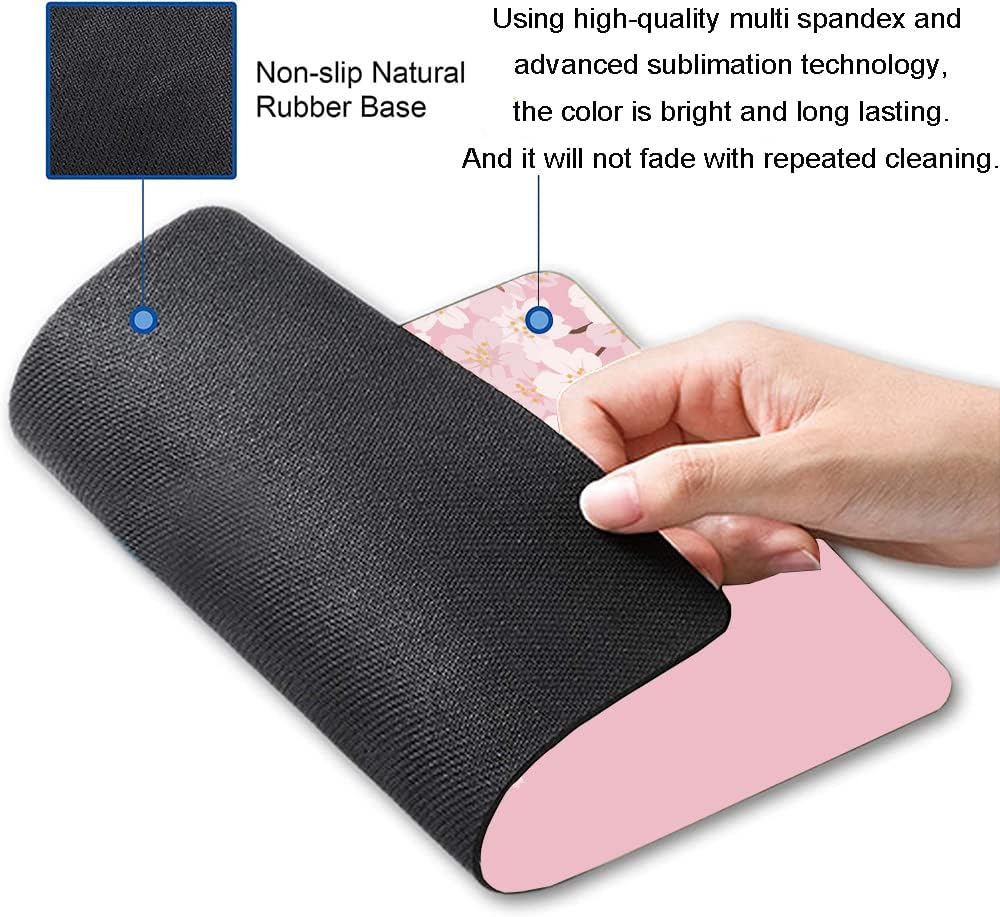 Mouse Pad, Premium-Textured Mouse Mat, Non-Slip Rubber Base Mousepad for Laptop, Computer & PC,9.5×7.9 in,Cherry Blossom Flower