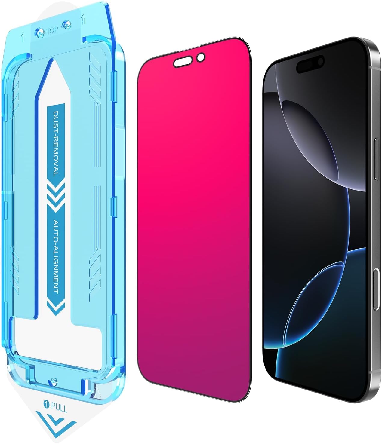 EGKimBa for iPhone 16 Pro Max Privacy Screen Protector, Gradient Color, Bubble Free, Easy Installation, Auto Dust-Elimination, Anti Blue Light
