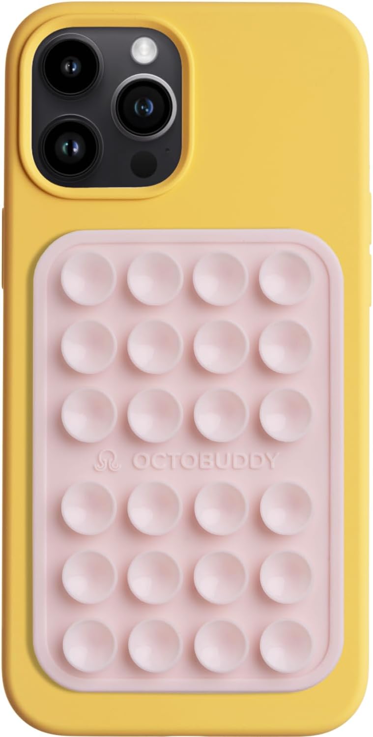 Classic - Silicone Suction Phone Case Adhesive Mount - Hands-Free, Strong Grip Holder for Selfies and Videos - iPhone and Android Compatible - 2.25″ x 3.25″, Chalk Pink