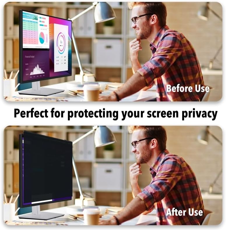 Magnetic Hanging Computer Privacy Screen Filter for 20 Inch, Removable Aluminum Alloy Privacy Shield for 16:9 Widescreen Monitor, Eye Protection Blue Light Filter