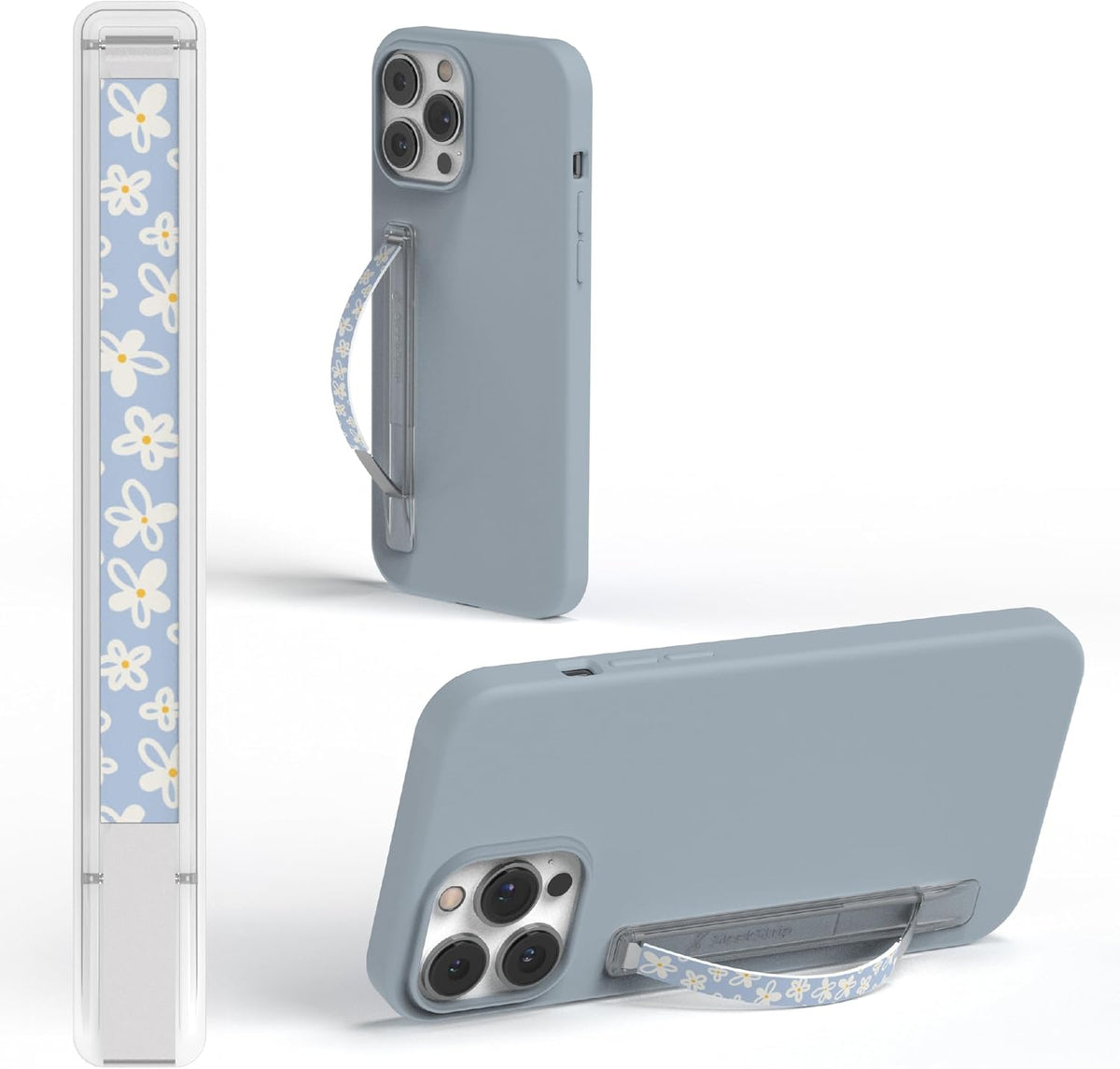 Phone Grip, Ultra Thin Cell Phone Grips Finger Holder Kickstand for Back of Phone, Loopy Case Swappable for Smartphones Wireless Chargers Car Mounts - SleekGrip Essential
