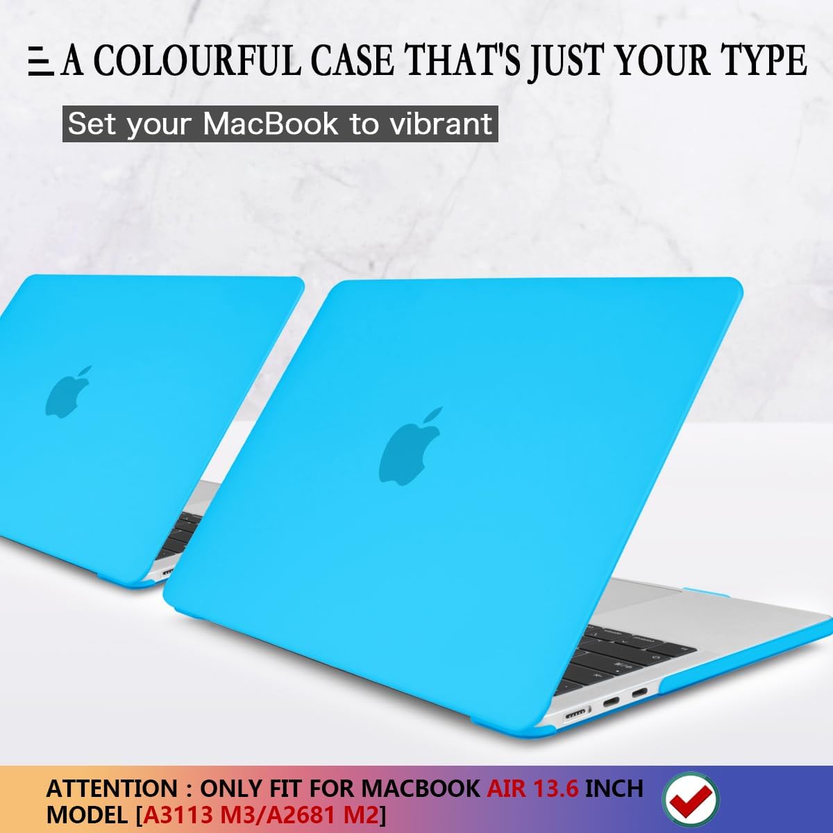CISSOOK for MacBook Air 13.6 inch 2022 2024 2025 Release M2 M3 Chip Model A2681 A3113, Plastic Hard Shell Case for MacBook Air 13.6 inch M2 M3 with Keyboard Cover Screen Protector, Frosted Sky Blue