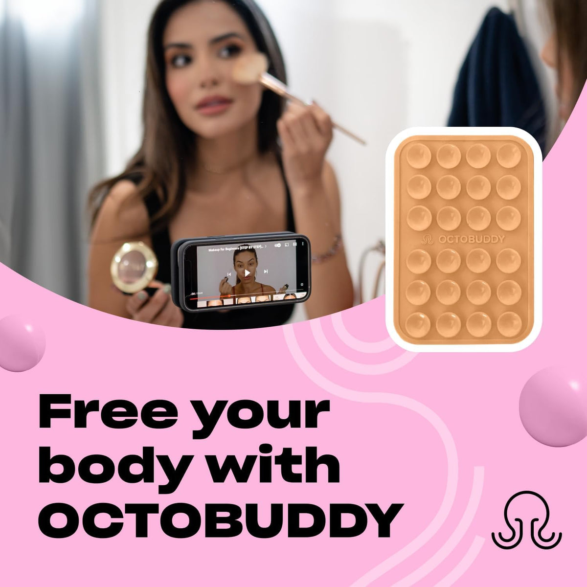 Classic MAX - Silicone Suction Phone Case Adhesive Mount - Hands-Free, Strong Grip Holder for Selfies and Videos - iPhone and Android Compatible - 2.6″ x 3.9″, Buttercream