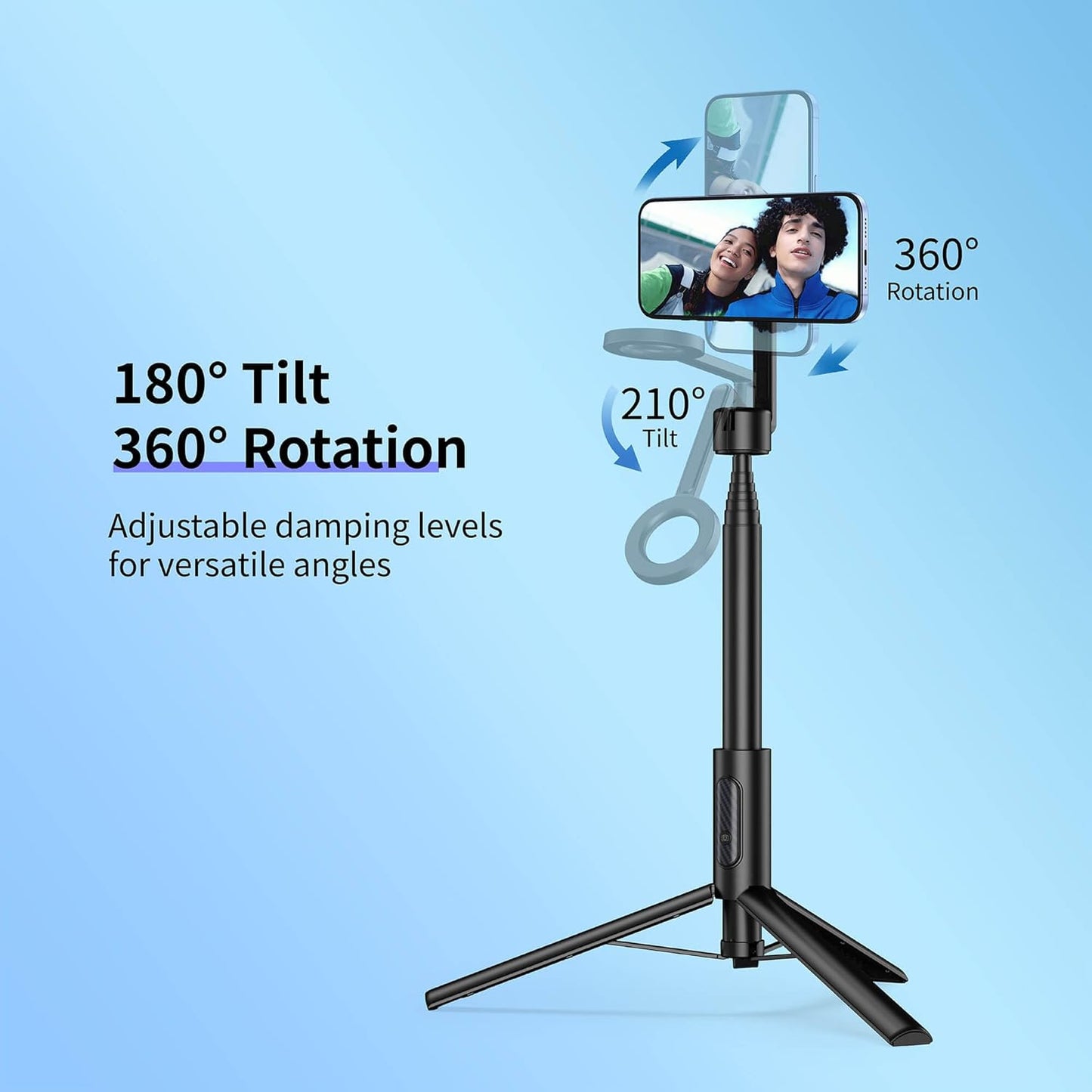 SEAJIC for MagSafe Tripod for iPhone 64 Selfie Stick Tripod Phone with Metal Ring and Remote, Phone for Video Recording, Cell Phone Mount Stand for Cellphone