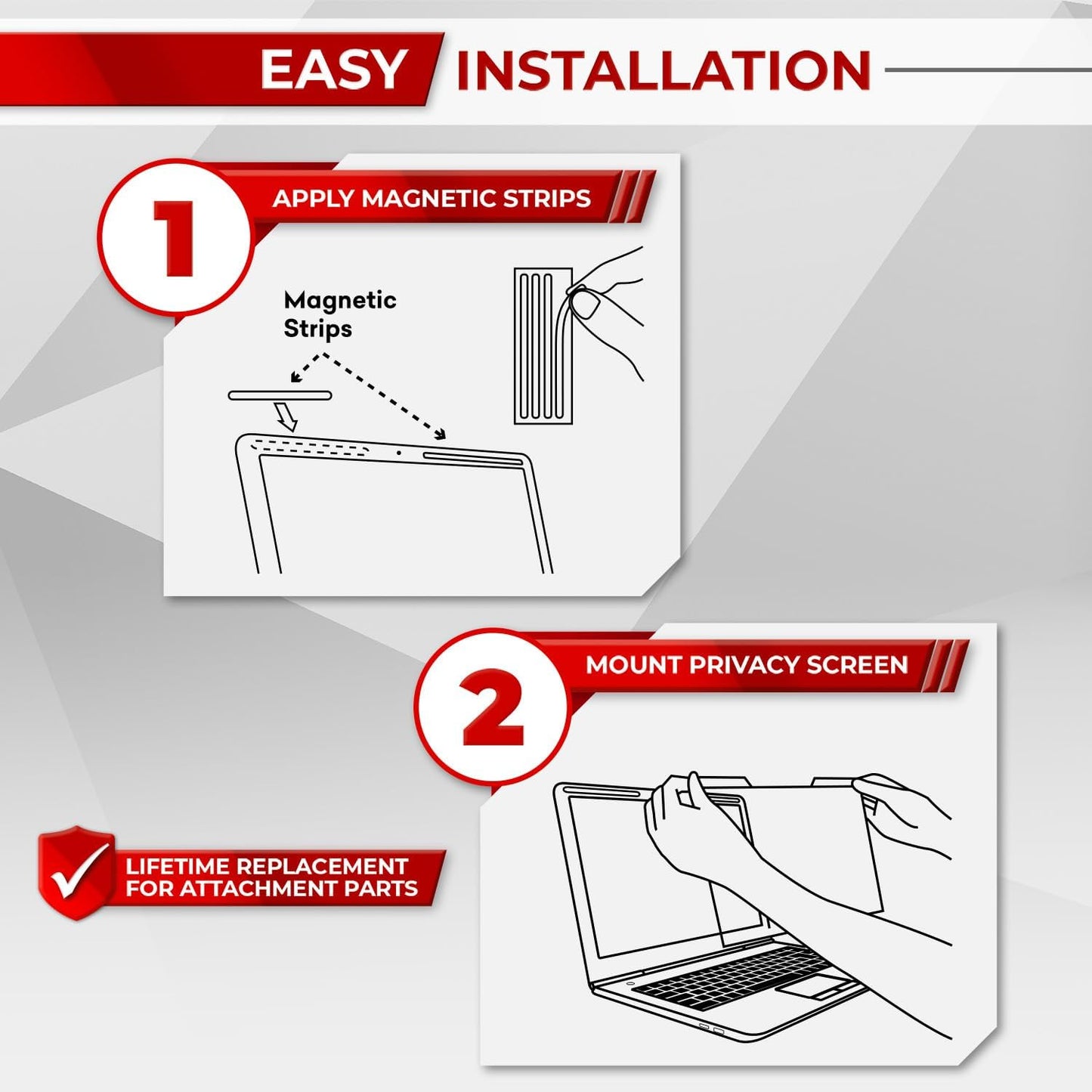 Magnetic Laptop Privacy Screen 16 Inch 16:10 - Removable Computer Privacy Filter Shield and Protector