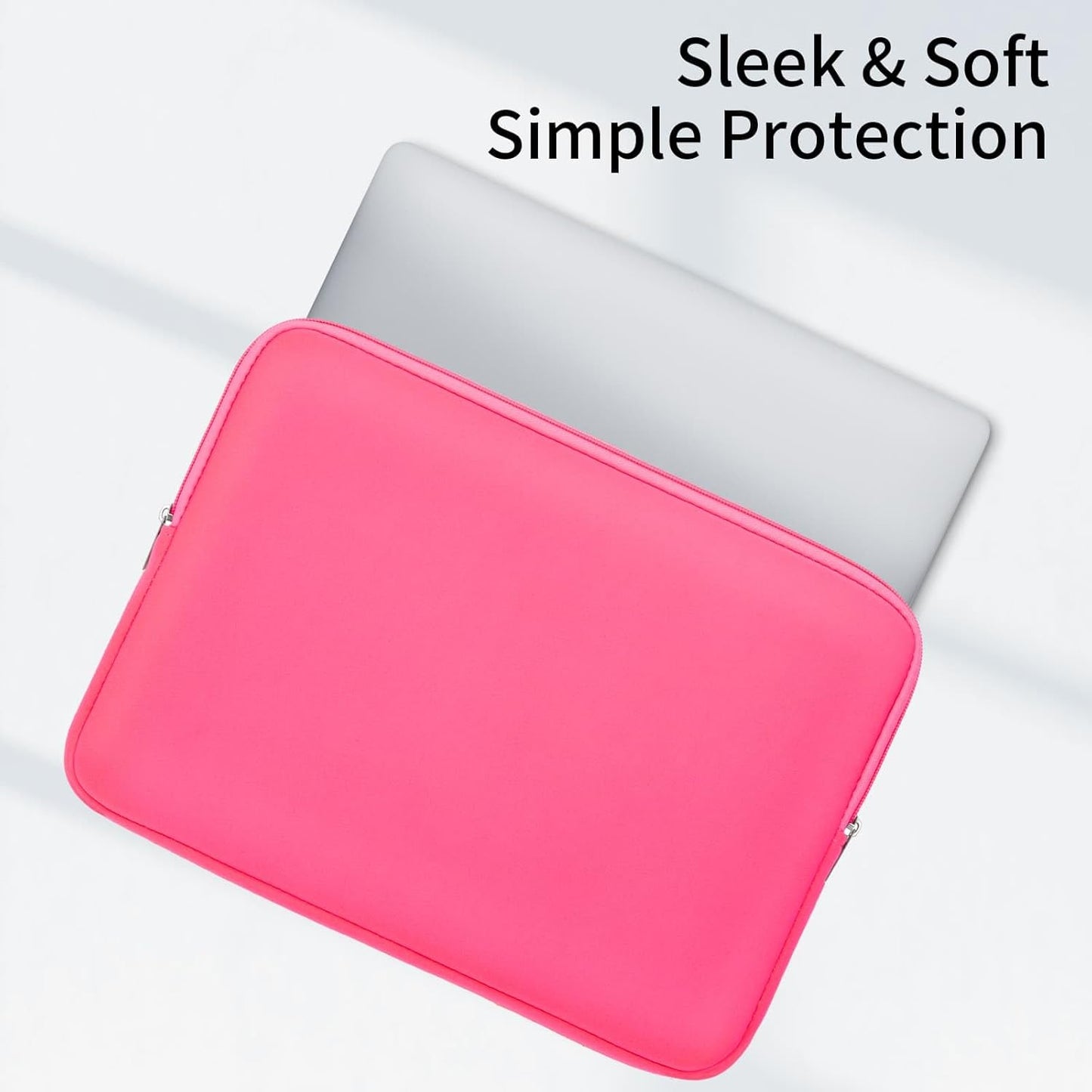 RAINYEAR 15 Inch Laptop Sleeve 15" Protective Soft Case Padded Carrying Cover Specially Compatible with 15.4" MacBook Pro/Air A3241 A2941 A3114 A1938 A1707 A1990 (Bright Pink, Upgraded Version)