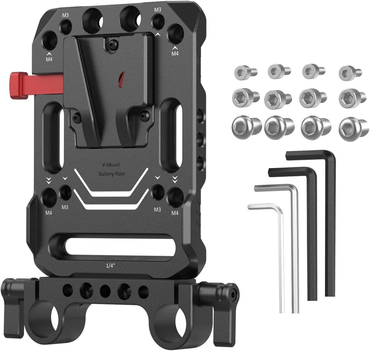 SMALLRIG V Mount Battery Plate, V-Lock Battery Plate with Dual 15mm Rod Clamp, 1/4"-20 & 3/8"-16 Threaded Holes V Mount Battery VB99 SE / VB99 / VB99 Pro, for Neewer PS099E