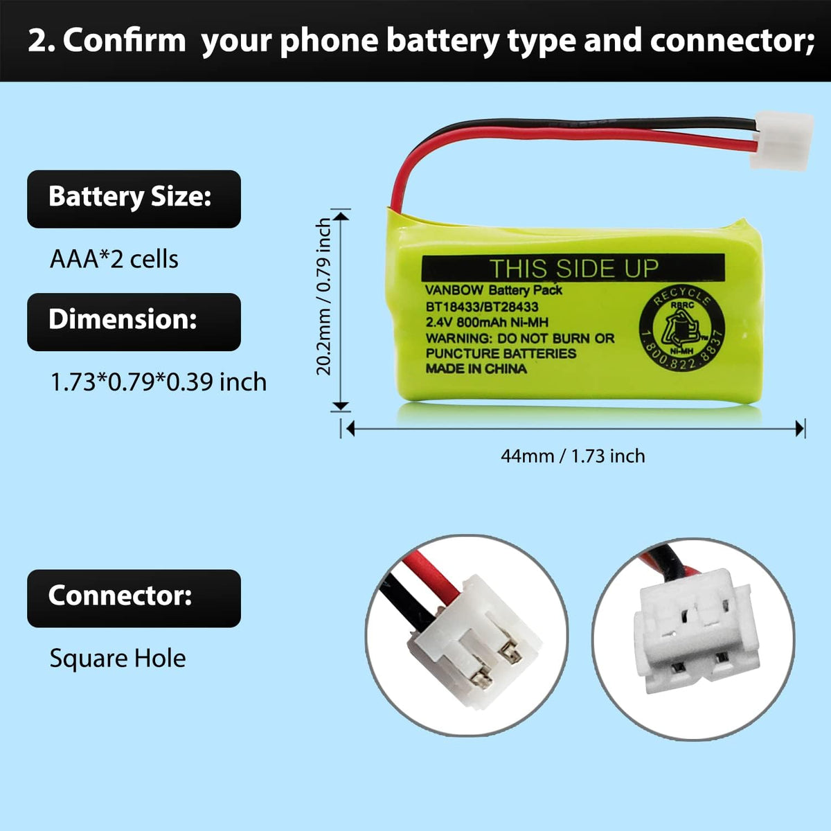 BT18433/BT28433 2.4V 800mAh Ni-MH Cordless Phone Battery, Also Compatible with AT&T BT184342/BT284342 BT8300 BT1011 BT1018 BT1022 BT1031 2SN-AAA55H-S-J1 CS6120 CS6209 CL80109 EL52419 (Pack 4)