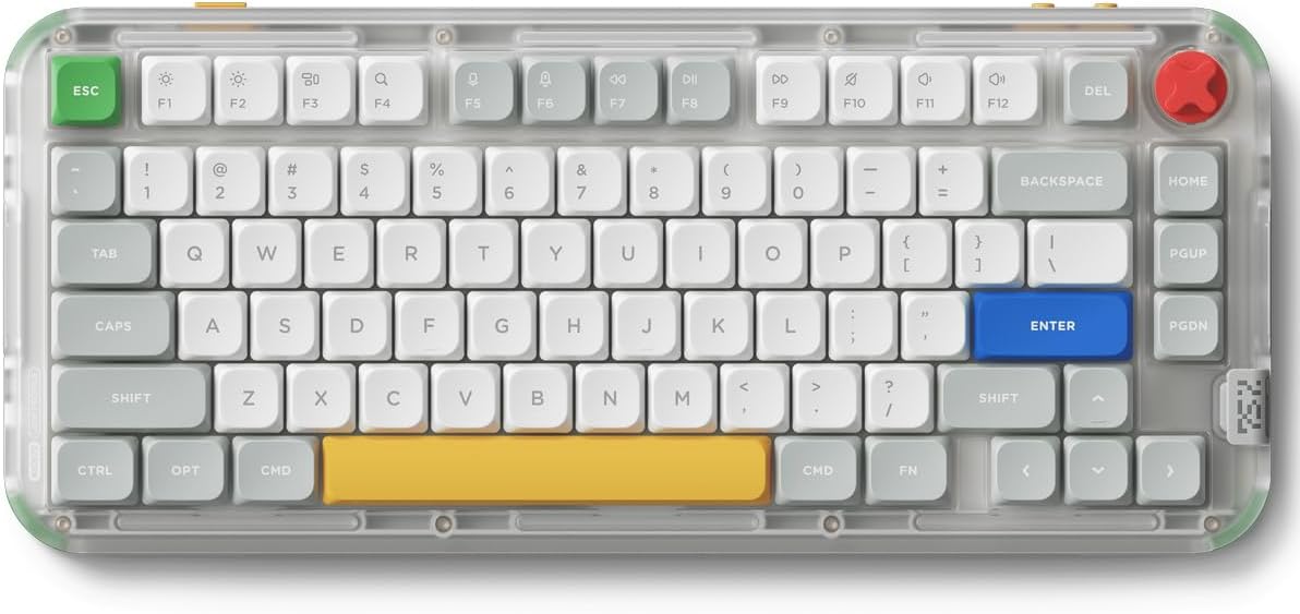 nuphy Kick75 Wireless Low Profile Mechanical Keyboard with Volume Knob,75% Hot Swappable Gaming Keyboard,80 Keys RGB Backlit with PBT Keycaps, Support BT/2.4G/USB-C (Red Nano Swithc)