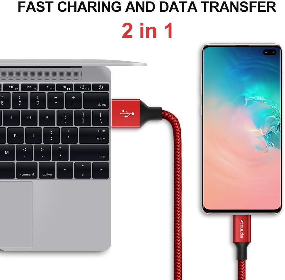 Long USB C Cable [12ft, 2-Pack], etguuds Fast Charging USB A to Type C Charger Cable Braided for Samsung Galaxy S22 S21 S20 Ultra 5G S10 S10E S9 Note 20 10 9, A10e A20 A33 A32 A50 A70, LG, Moto, Pixel