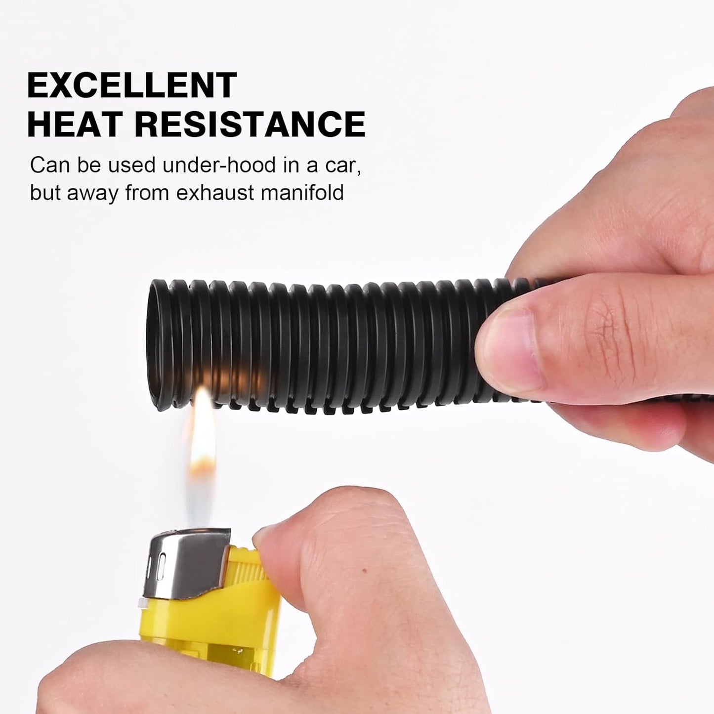CrocSee 10ft - 1 inch Flame Retardant Split Wire Loom Tubing with Installation Tool - Flexible Wire Covers Cord Protectors - Black
