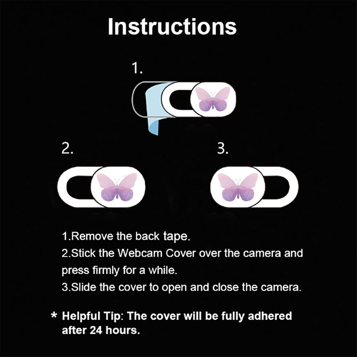 Laptop Camera Cover Slide 3 Pack Ultra Thin Slide Laptop Camera Cover for Echo Show, Smartphone, Computer, Tablet, Chromebook, PC - Butterfly