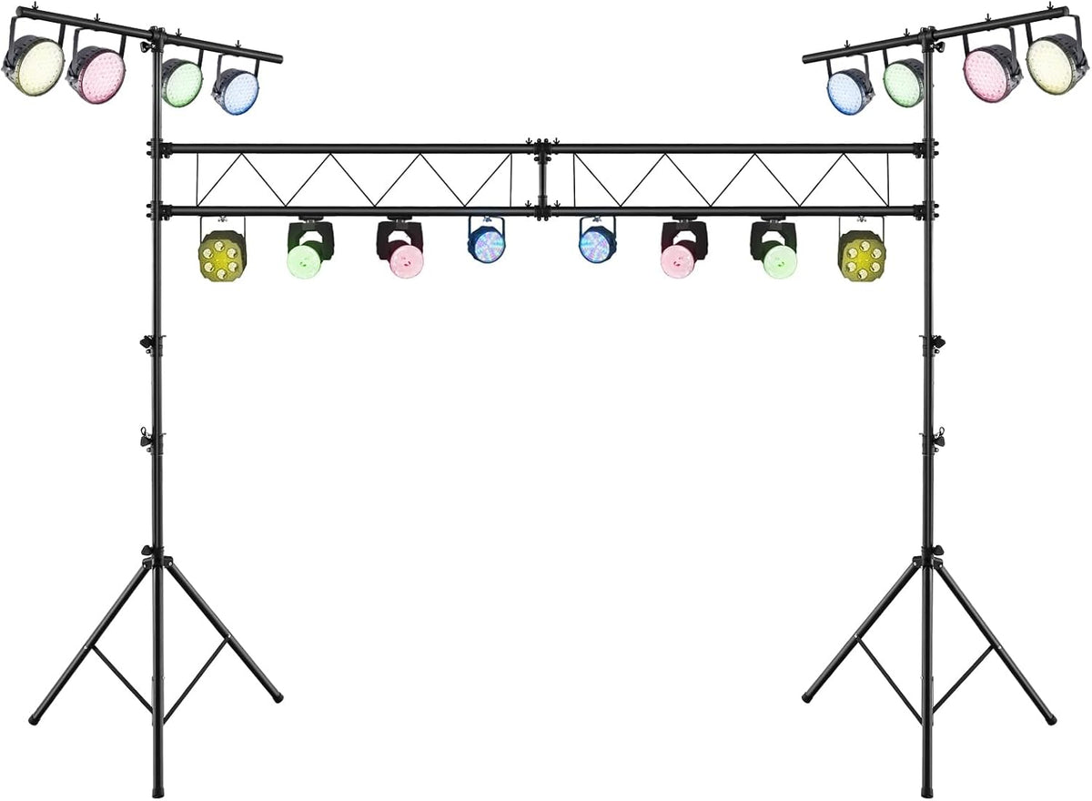 S AFSTAR DJ Light Stand, 14 FT Heavy Duty Metal Lighting Truss System W/Adjustable T Bars, 32 Mounting Points & Triangle Foot, Portable Truss DJ for Audio Stage, 220 Lbs Load (Lights Not Included)