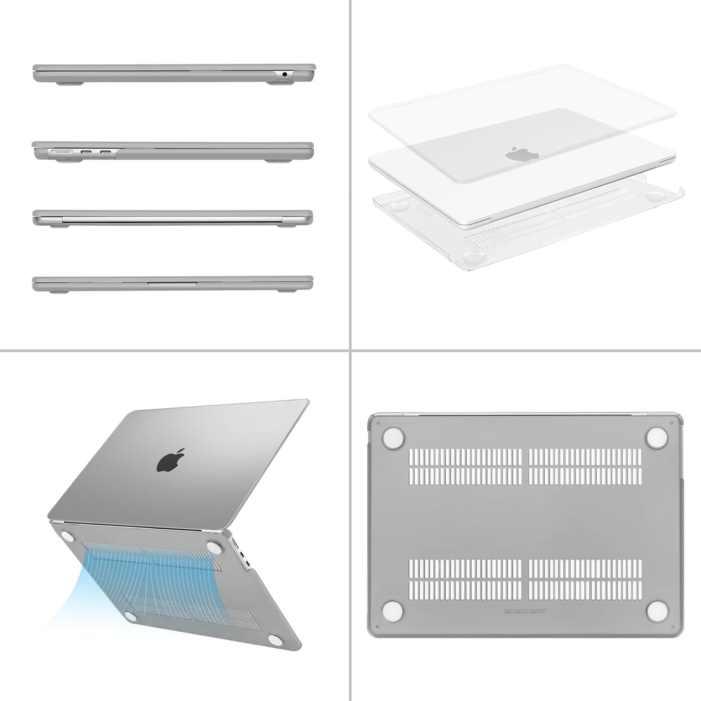 MOSISO Compatible with MacBook Air 13 inch Case 2025 2024 2023 2022 M4 A3240 M3 A3113 M2 A2681, Plastic Hard Shell&Keyboard Cover&Screen Film&Type C for MacBook Air 13.6 inch Case, Frost