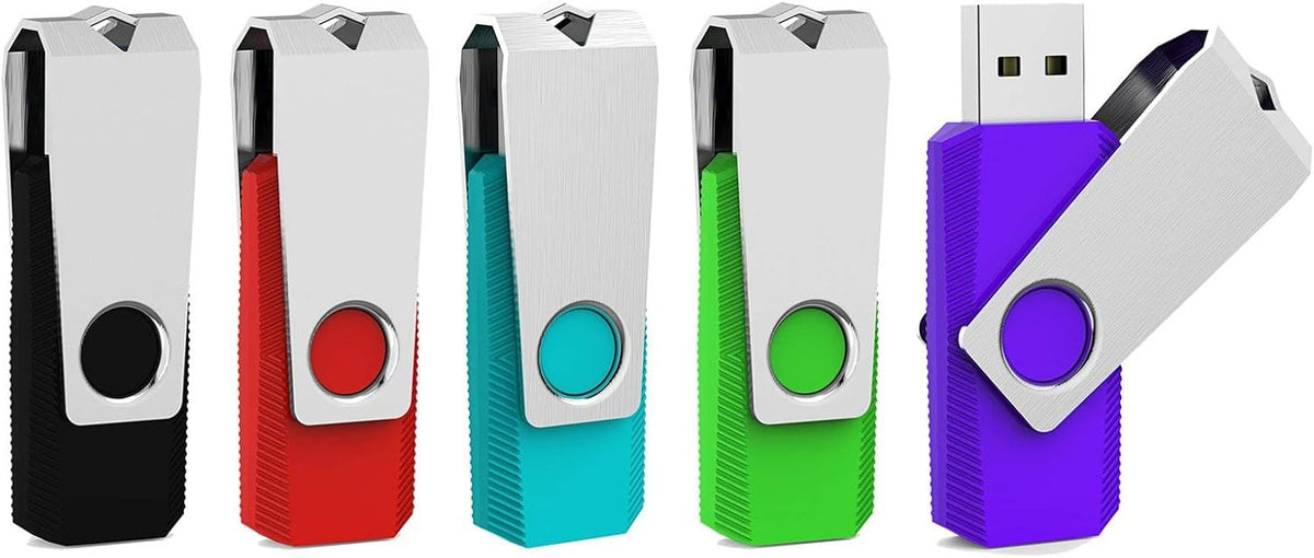 Aiibe 5 Pack 64GB Flash Drive USB Flash Drives 64GB Thumb Drive USB 2.0 Memory Stick USB Drive Zip Drive Jump Drive 64GB Multipack (64G, 5 Mixed Colors: Black Red Cyan Green Purple)